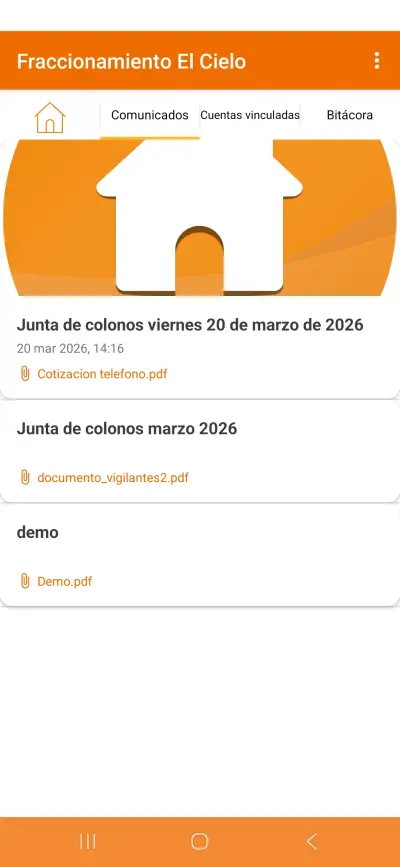 Comunicados del fraccionamiento